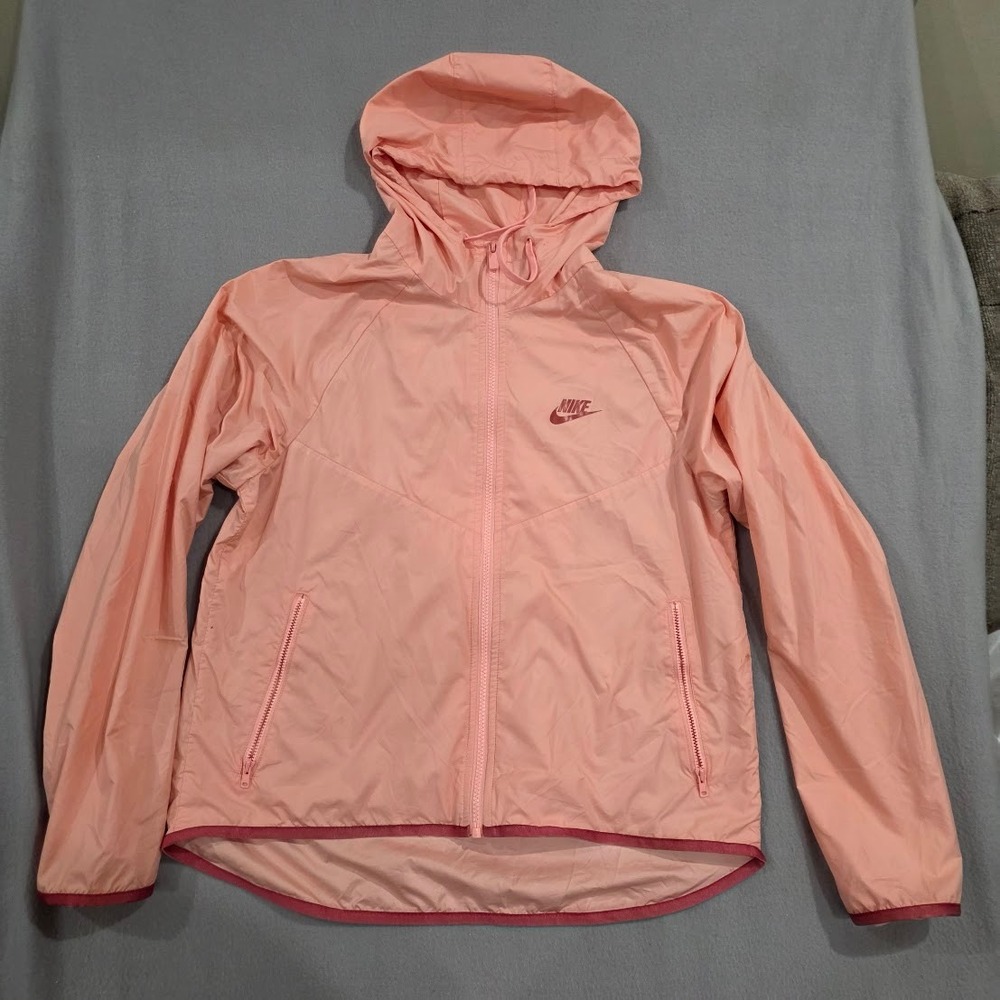 Nike Wind runner Pink Full Zip Hooded Windbreaker Running Jacket Lightweight